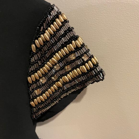 Guess Black Dress with Gold and Silver Beaded Arms Size 12 - Picture 3 of 8